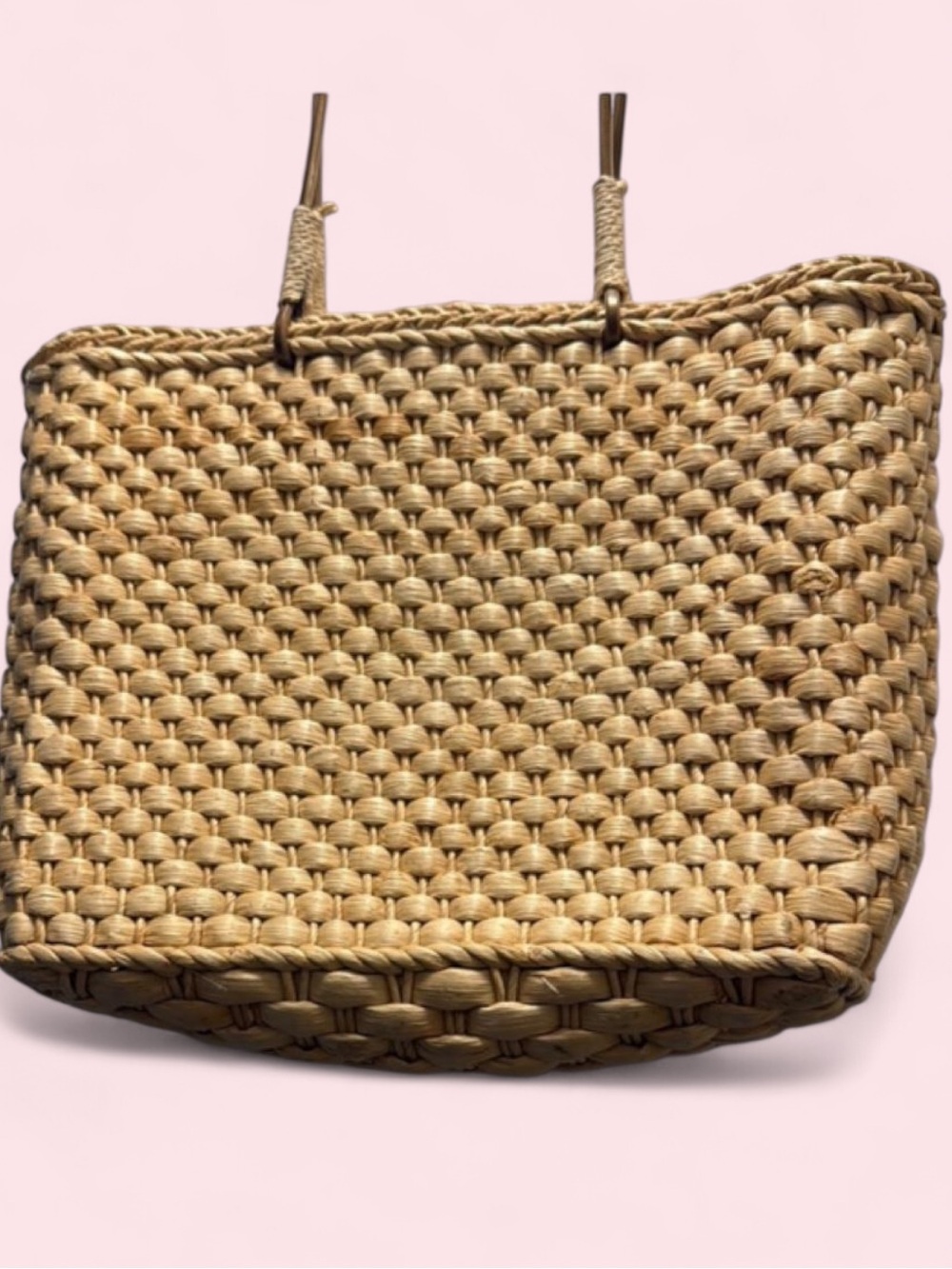Woven Straw Tote with Red Hat Applique - Picture 3 of 3